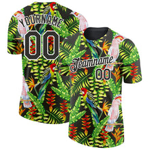 Load image into Gallery viewer, Custom Black White 3D Pattern Design Tropical Hawaii Plant With Bird Performance T-Shirt