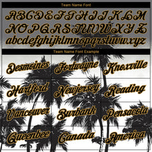 Load image into Gallery viewer, Custom Gray Black-Old Gold 3D Pattern Design Tropical Hawaii Palms Trees Performance T-Shirt
