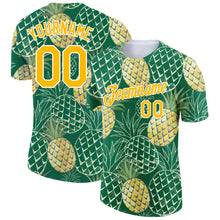 Load image into Gallery viewer, Custom Kelly Green Gold-White 3D Pattern Design Summer Holiday Pineapple Performance T-Shirt