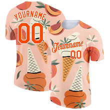 Load image into Gallery viewer, Custom Medium Pink Orange-White 3D Pattern Design Summer Holiday Ice Cream And Fruit Performance T-Shirt
