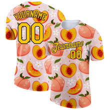 Load image into Gallery viewer, Custom Medium Pink Gold-Black 3D Pattern Design Summer Holiday Peach Performance T-Shirt