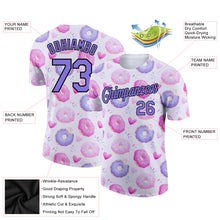 Load image into Gallery viewer, Custom White Purple-Black 3D Pattern Design Dessert Performance T-Shirt