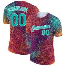 Load image into Gallery viewer, Custom Red Aqua-White 3D Pattern Design Holi Festival Color Powder Performance T-Shirt
