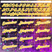 Load image into Gallery viewer, Custom Black Yellow-Purple 3D Pattern Design Holi Festival Color Powder Performance T-Shirt