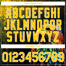 Load image into Gallery viewer, Custom Black Yellow-White 3D Pattern Design Holi Festival Color Powder Performance T-Shirt