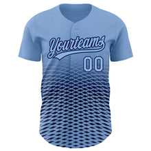 Load image into Gallery viewer, Custom Light Blue Navy 3D Pattern Design Gradient Lines Authentic Baseball Jersey