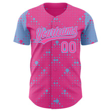 Load image into Gallery viewer, Custom Pink Light Blue 3D Pattern Design Geometric Halftone Dots Authentic Baseball Jersey
