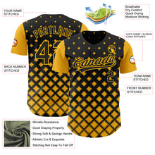Load image into Gallery viewer, Custom Black Gold 3D Pattern Design Geometric Shapes Authentic Baseball Jersey