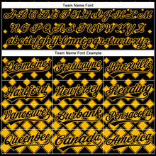 Load image into Gallery viewer, Custom Black Gold 3D Pattern Design Geometric Shapes Authentic Baseball Jersey