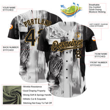 Load image into Gallery viewer, Custom White Black-Old Gold 3D Pattern Design Religion Jesus Christ Authentic Baseball Jersey
