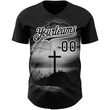Load image into Gallery viewer, Custom Black White 3D Pattern Design Religion Cross Jesus Christ Ash Wednesday Authentic Baseball Jersey