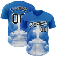 Load image into Gallery viewer, Custom Royal Black-White 3D Pattern Design Religion Cross Jesus Christ Good Friday Authentic Baseball Jersey