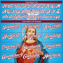 Load image into Gallery viewer, Custom Sky Blue White-Maroon 3D Pattern Design Religion Jesus Christ And Virgin Mary Authentic Baseball Jersey