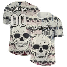 Load image into Gallery viewer, Custom City Cream Black 3D Skull Fashion Performance T-Shirt