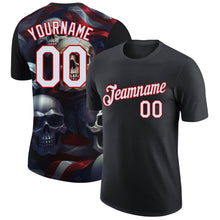 Load image into Gallery viewer, Custom Black White-Red 3D Skull And American Flag Performance T-Shirt