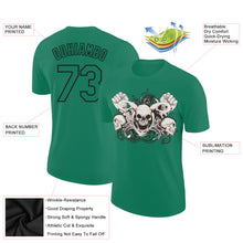 Load image into Gallery viewer, Custom Kelly Green Black 3D Skull Fashion Performance T-Shirt
