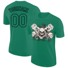 Load image into Gallery viewer, Custom Kelly Green Black 3D Skull Fashion Performance T-Shirt