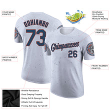 Load image into Gallery viewer, Custom White Navy-Red 3D Skull With American Flag Performance T-Shirt