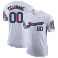 Load image into Gallery viewer, Custom White Navy-Red 3D Skull With American Flag Performance T-Shirt