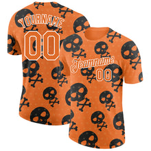 Load image into Gallery viewer, Custom Orange White 3D Skull Fashion Performance T-Shirt