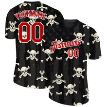 Load image into Gallery viewer, Custom Black Red-White 3D Skull Fashion Performance T-Shirt