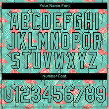 Load image into Gallery viewer, Custom Teal Black 3D Pattern Design Tropical Hawaii Flamingo Performance T-Shirt