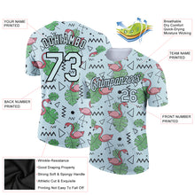 Load image into Gallery viewer, Custom Light Blue Black 3D Pattern Design Tropical Hawaii Flamingo Performance T-Shirt