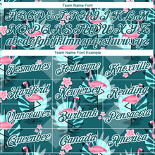 Load image into Gallery viewer, Custom Teal White 3D Pattern Design Tropical Hawaii Flamingo Performance T-Shirt
