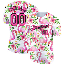 Load image into Gallery viewer, Custom White Pink-Black 3D Pattern Design Tropical Hawaii Flamingo Performance T-Shirt