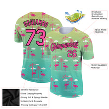 Load image into Gallery viewer, Custom Green Pink-Black 3D Pattern Design Tropical Hawaii Flamingo Performance T-Shirt