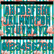 Load image into Gallery viewer, Custom White Teal-Black 3D Pattern Design Tropical Hawaii Flamingo Performance T-Shirt