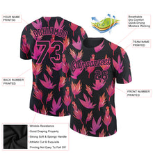 Load image into Gallery viewer, Custom Black Pink 3D Pattern Design Flower Performance T-Shirt