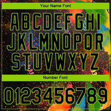 Load image into Gallery viewer, Custom Black Neon Green 3D Pattern Design Holi Festival Color Powder Performance T-Shirt