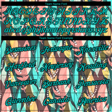 Load image into Gallery viewer, Custom Aqua Black 3D Pattern Design Tropical Palm Leaf Performance T-Shirt