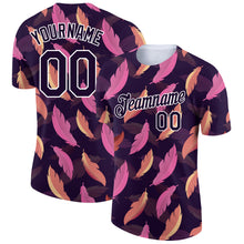 Load image into Gallery viewer, Custom Navy White 3D Pattern Design Feather Performance T-Shirt