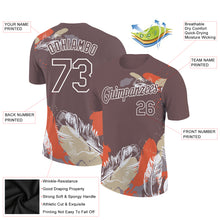 Load image into Gallery viewer, Custom Brown White 3D Pattern Design Feather Performance T-Shirt