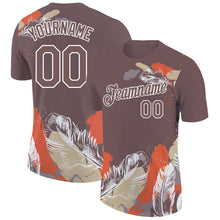 Load image into Gallery viewer, Custom Brown White 3D Pattern Design Feather Performance T-Shirt