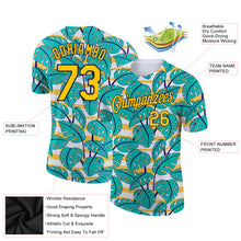 Load image into Gallery viewer, Custom White Yellow-Navy 3D Pattern Design Hawaii Palm Leaves Performance T-Shirt