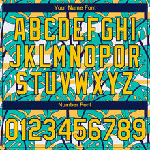 Load image into Gallery viewer, Custom White Yellow-Navy 3D Pattern Design Hawaii Palm Leaves Performance T-Shirt