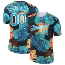 Load image into Gallery viewer, Custom Black Panther Blue-White 3D Pattern Design Hawaii Palm Leaves Performance T-Shirt