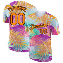 Load image into Gallery viewer, Custom White Bay Orange-Black 3D Pattern Design Hawaii Palm Leaves Performance T-Shirt