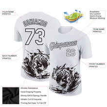Load image into Gallery viewer, Custom White Black 3D Pattern Design Tiger Performance T-Shirt