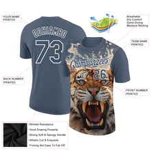 Load image into Gallery viewer, Custom US Navy Blue White 3D Pattern Design Tiger Performance T-Shirt