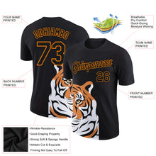 Load image into Gallery viewer, Custom Black Bay Orange 3D Pattern Design Tiger Performance T-Shirt