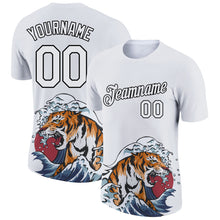 Load image into Gallery viewer, Custom White Black 3D Pattern Design Tiger Performance T-Shirt
