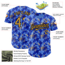 Load image into Gallery viewer, Custom Light Blue Old Gold-Black 3D Pattern Design Tropical Hawaii Palm Leaves Authentic Baseball Jersey