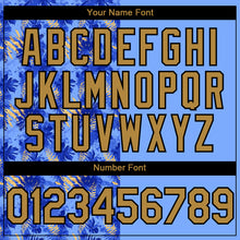 Load image into Gallery viewer, Custom Light Blue Old Gold-Black 3D Pattern Design Tropical Hawaii Palm Leaves Authentic Baseball Jersey