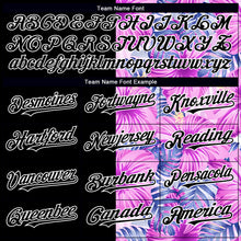Load image into Gallery viewer, Custom Pink Black-White 3D Pattern Design Tropical Flower And Hawaii Palm Leaves Authentic Baseball Jersey