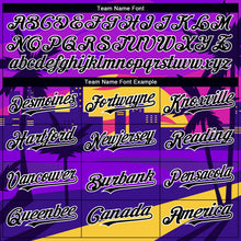 Load image into Gallery viewer, Custom Purple Black-White 3D Pattern Design Hawaii Palm Trees Authentic Baseball Jersey