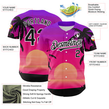 Load image into Gallery viewer, Custom Purple Black-White 3D Pattern Design Beach Hawaii Palm Trees Authentic Baseball Jersey